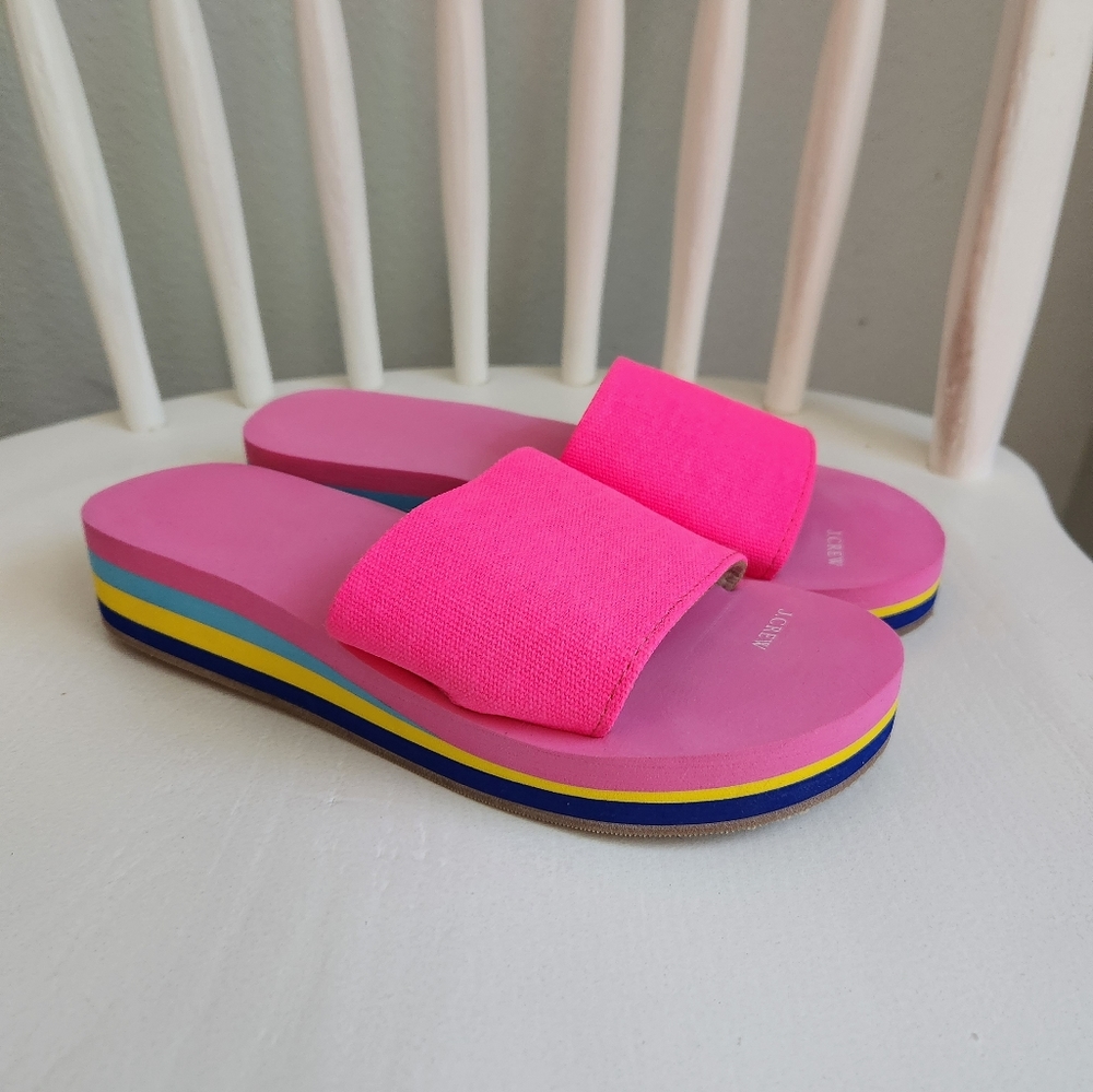 J. Crew pink platform slides 💓 6